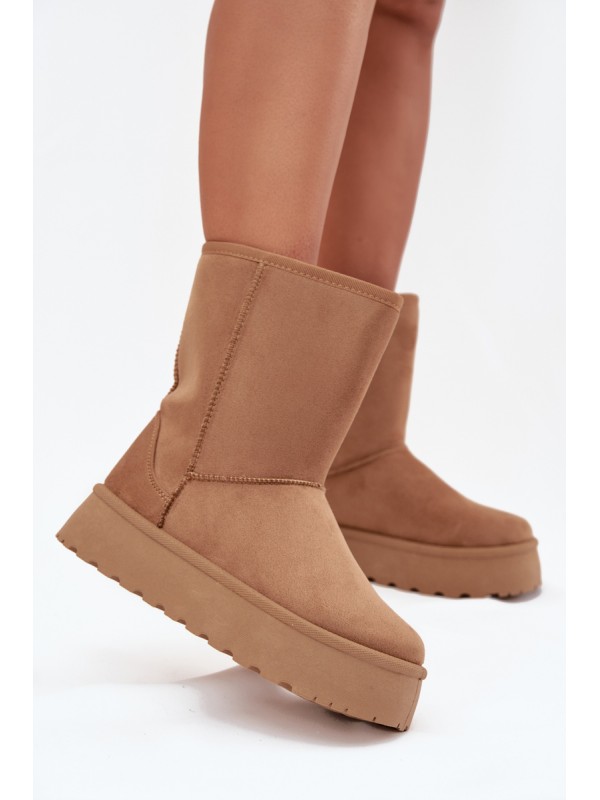 Women's Insulated Snow Boots with Fur Camel Abrams