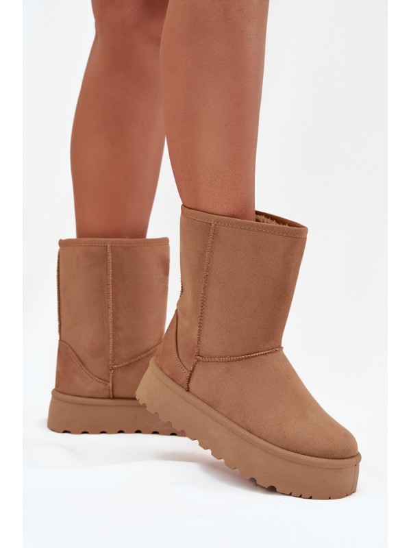 Women's Insulated Snow Boots with Fur Camel Abrams
