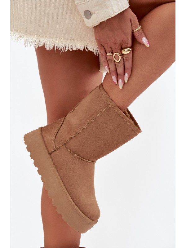 Women's Insulated Snow Boots with Fur Camel Abrams