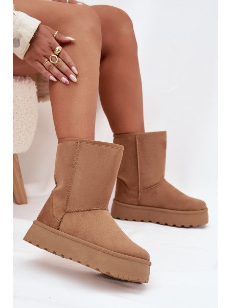 Women's Insulated Snow Boots with Fur Camel Abrams