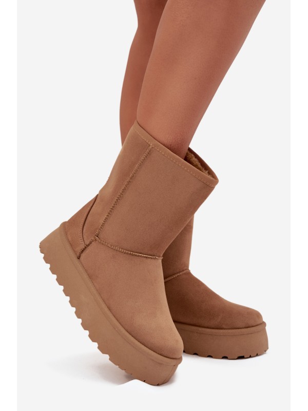Women's Insulated Snow Boots with Fur Camel Abrams