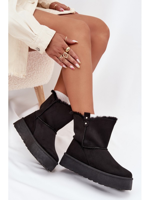 Women's Snow Boots On Platform With Fur Black Evelira Women's Snow Boots On Platform With Fur Black Evelira
