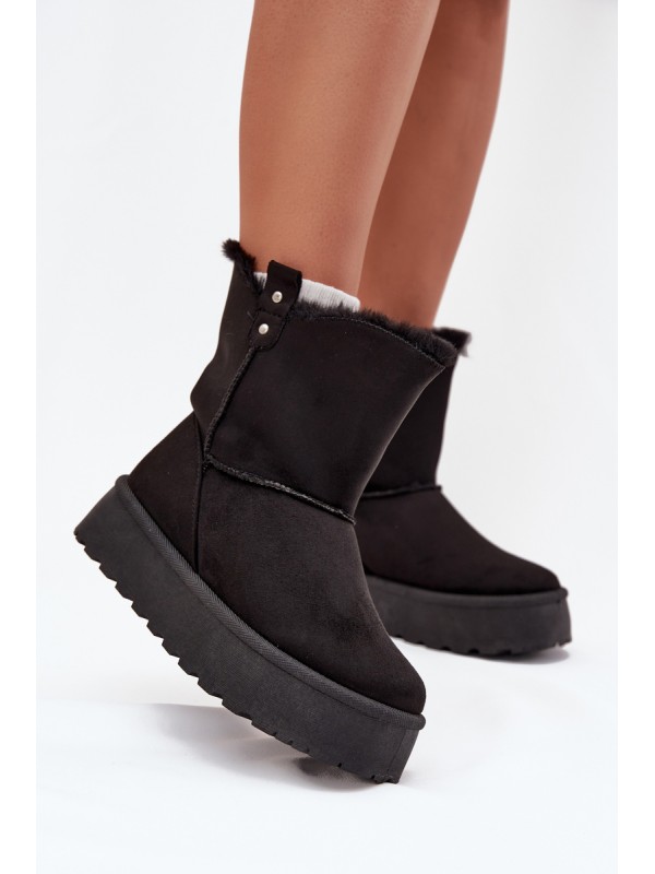 Women's Snow Boots On Platform With Fur Black Evelira 2