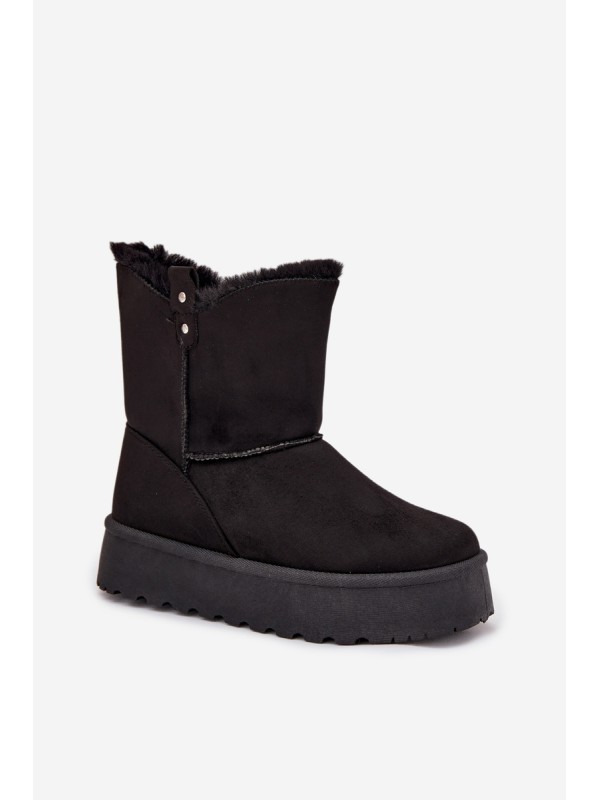 Women's Snow Boots On Platform With Fur Black Evelira Women's Snow Boots On Platform With Fur Black Evelira