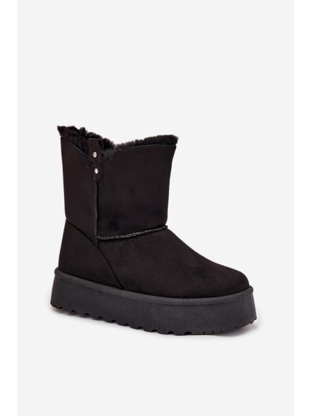 Women's Snow Boots On Platform With Fur Black Evelira