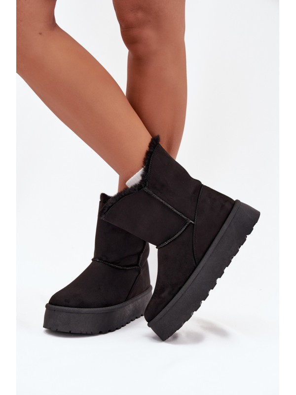 Women's Snow Boots On Platform With Fur Black Evelira Women's Snow Boots On Platform With Fur Black Evelira