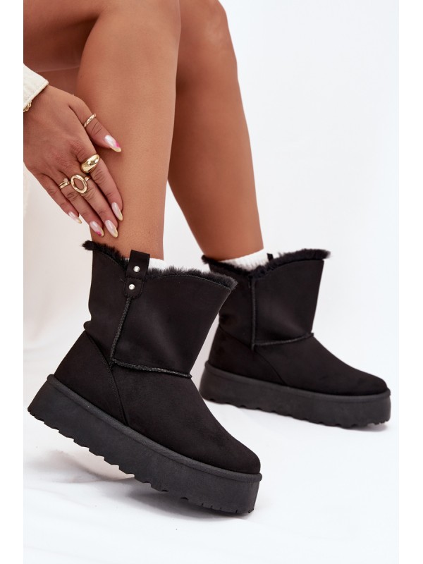 Women's Snow Boots On Platform With Fur Black Evelira Women's Snow Boots On Platform With Fur Black Evelira