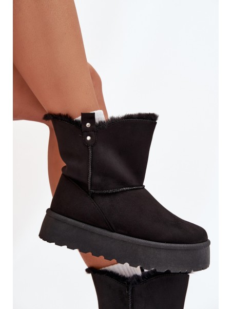 Women's Snow Boots On Platform With Fur Black Evelira