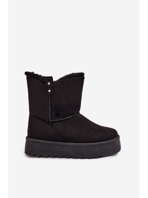 Women's Snow Boots On Platform With Fur Black Evelira Women's Snow Boots On Platform With Fur Black Evelira