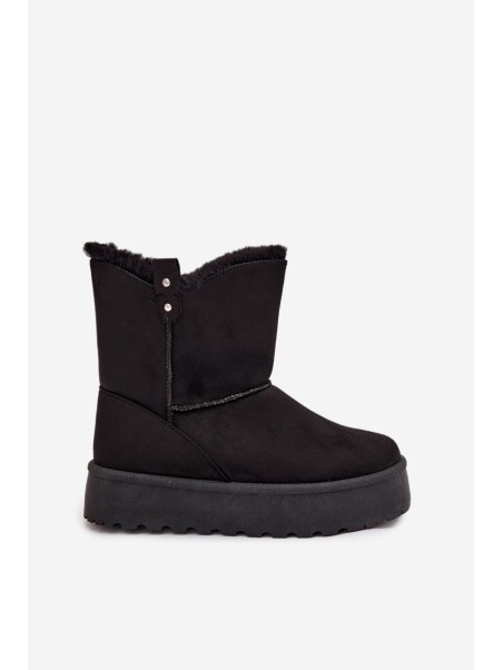 Women's Snow Boots On Platform With Fur Black Evelira