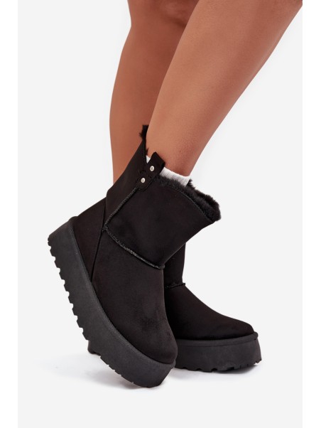 Women's Snow Boots On Platform With Fur Black Evelira