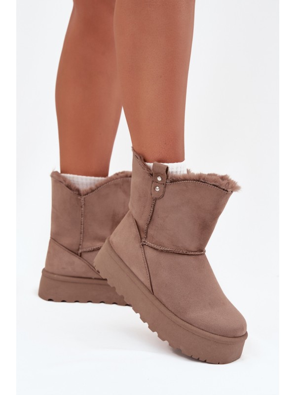 Women's Snow Boots On Platform With Fur Dark Beige Evelira 2
