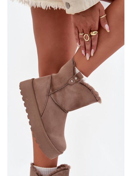 Women's Snow Boots On Platform With Fur Dark Beige Evelira