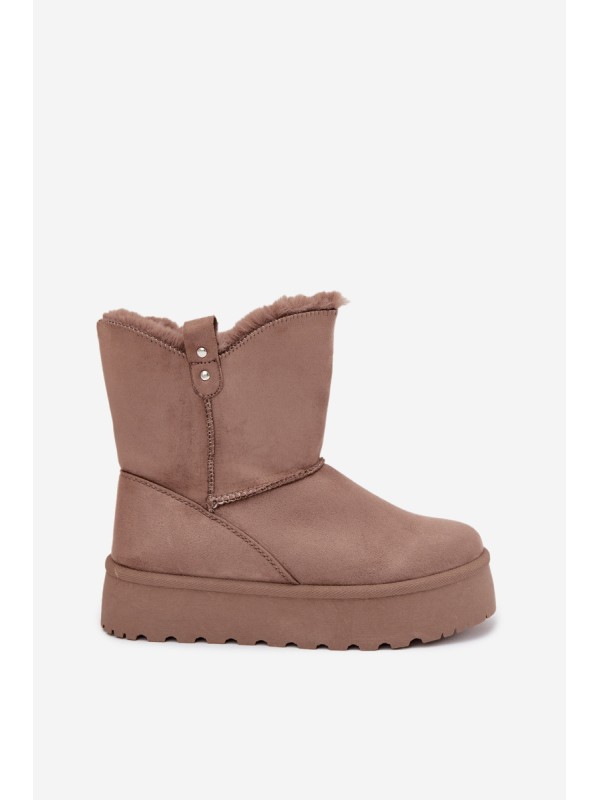 Women's Snow Boots On Platform With Fur Dark Beige Evelira