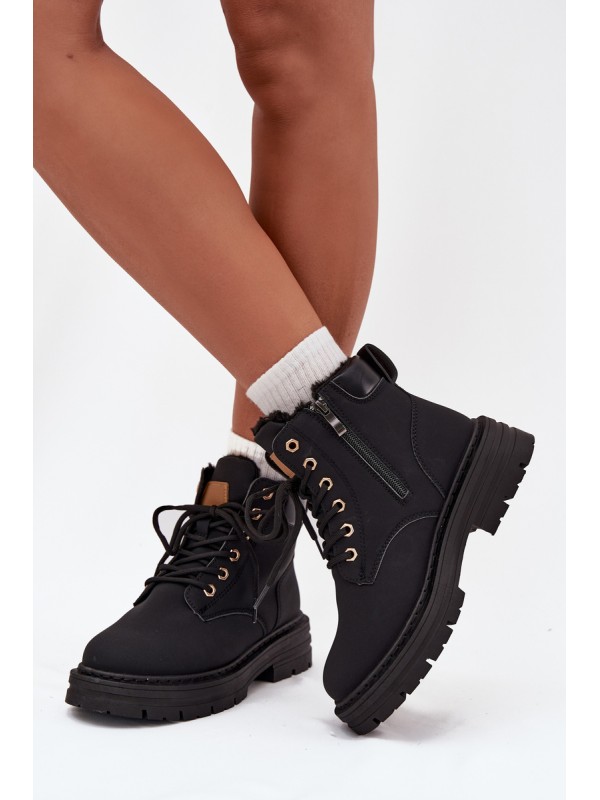 Ladies Insulated Boots With Zipper Black Tharika