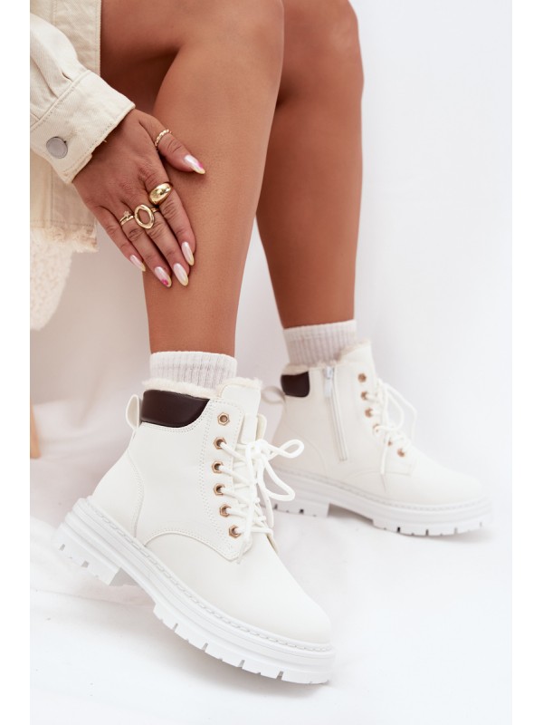 Women's Insulated Ankle Boots With Zip White Tharika