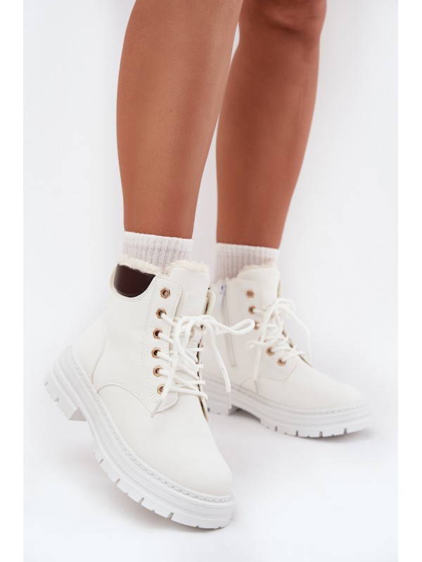 Women's Insulated Ankle Boots With Zip White Tharika