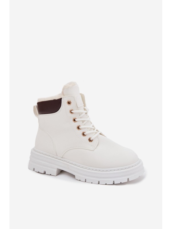 Women's Insulated Ankle Boots With Zip White Tharika