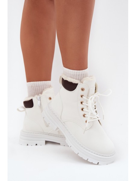 Women's Insulated Ankle Boots With Zip White Tharika