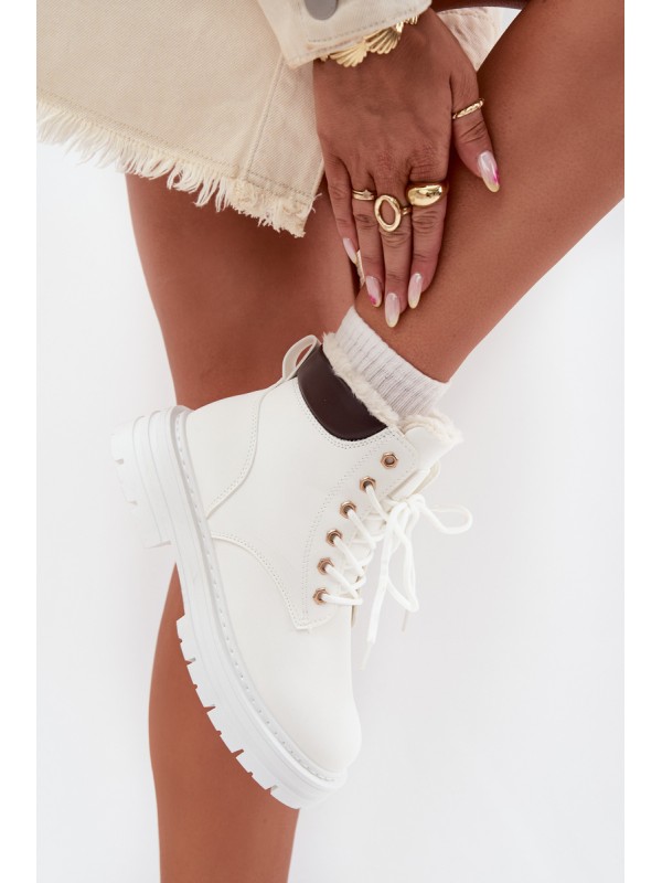 Women's Insulated Ankle Boots With Zip White Tharika