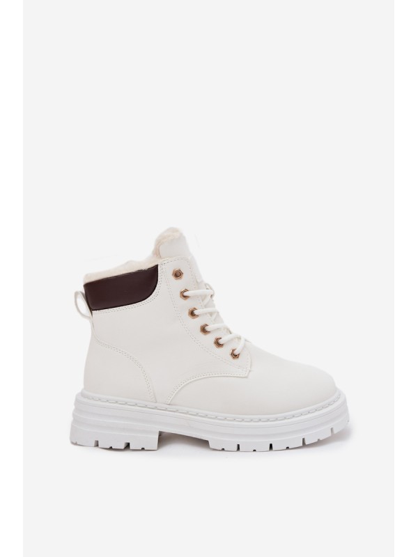 Women's Insulated Ankle Boots With Zip White Tharika