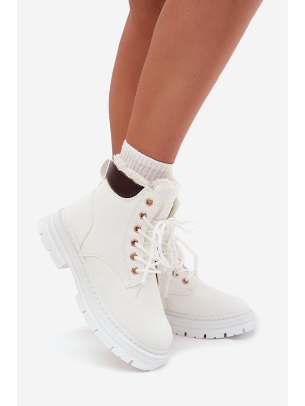 Women's Insulated Ankle Boots With Zip White Tharika