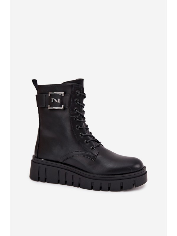 Women's platform ankle boots with decorative detail insulated black Lyrana