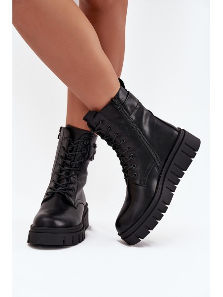 Women's platform ankle boots with decorative detail insulated black Lyrana