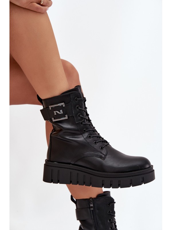 Women's platform ankle boots with decorative detail insulated black Lyrana