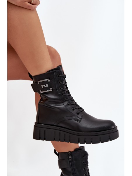 Women's platform ankle boots with decorative detail insulated black Lyrana