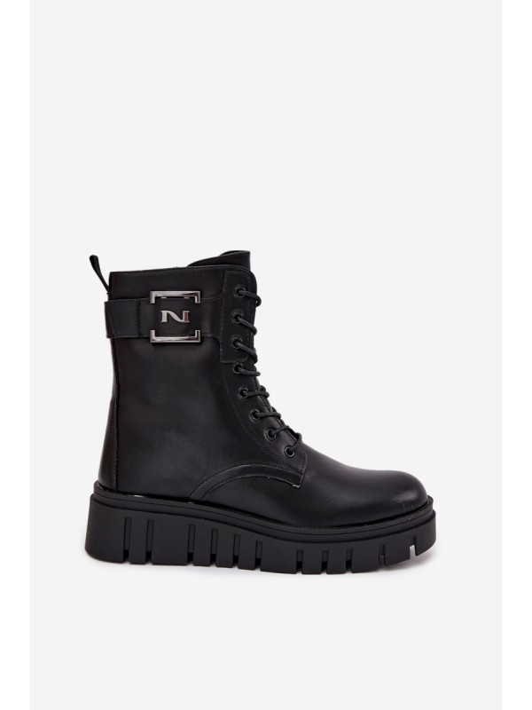 Women's platform ankle boots with decorative detail insulated black Lyrana