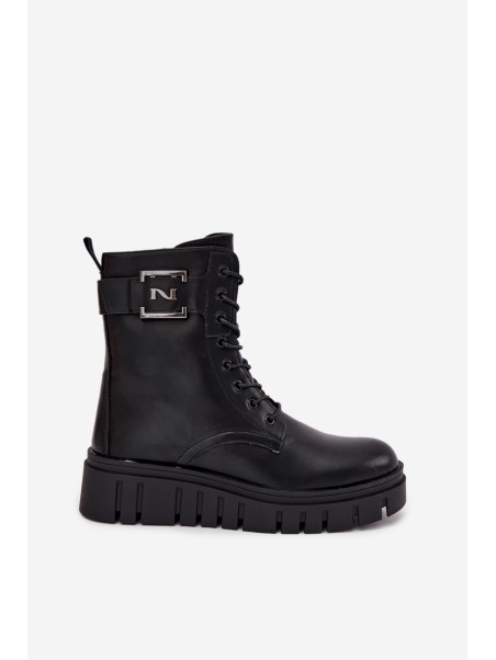 Women's platform ankle boots with decorative detail insulated black Lyrana
