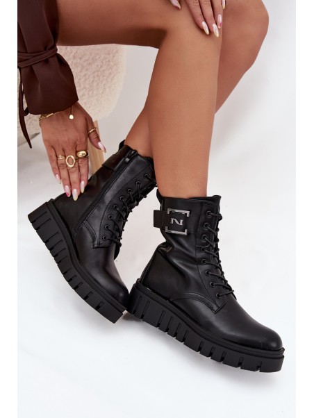 Women's platform ankle boots with decorative detail insulated black Lyrana