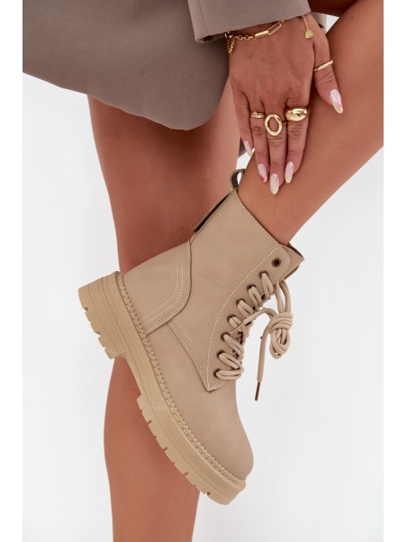 Women's Ankle Boots Workers With Zipper Beige Tirina