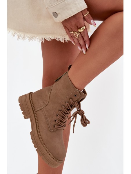 Women's Ankle Boots Workers With Zipper Dark Beige Tirina