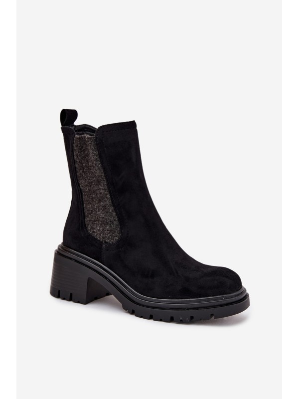 Women's Insulated Ankle Boots On Block Heel Black Zoralia
