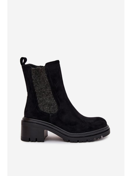 Women's Insulated Ankle Boots On Block Heel Black Zoralia