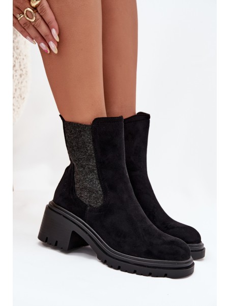 Women's Insulated Ankle Boots On Block Heel Black Zoralia