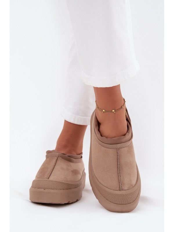 Women's Snow Boots On Platform With Low Shaft Dark Beige Izamine