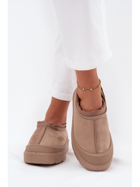 Women's Snow Boots On Platform With Low Shaft Dark Beige Izamine