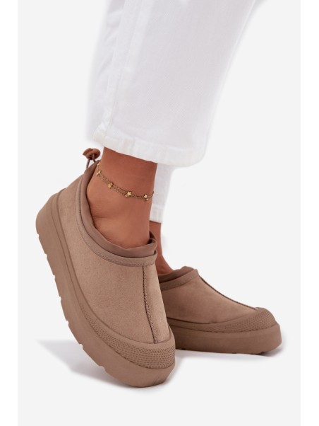 Women's Snow Boots On Platform With Low Shaft Dark Beige Izamine