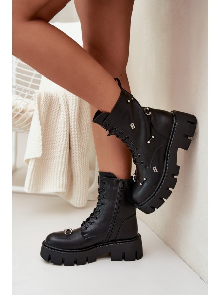 Womens Work Boots With Decorations Insulated Black Lunea