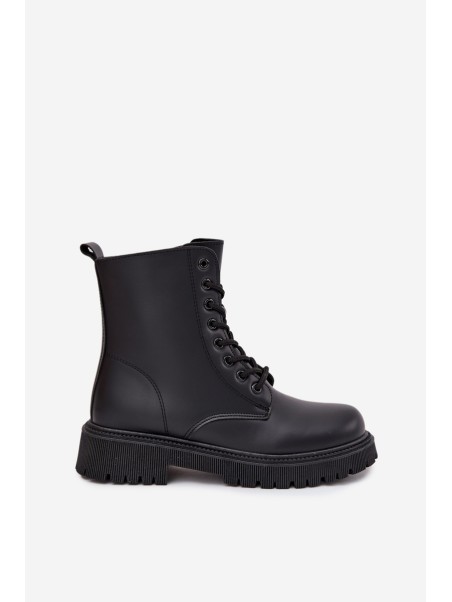 Leather Ankle Boots Workers Insulated With Zipper Black Elosie