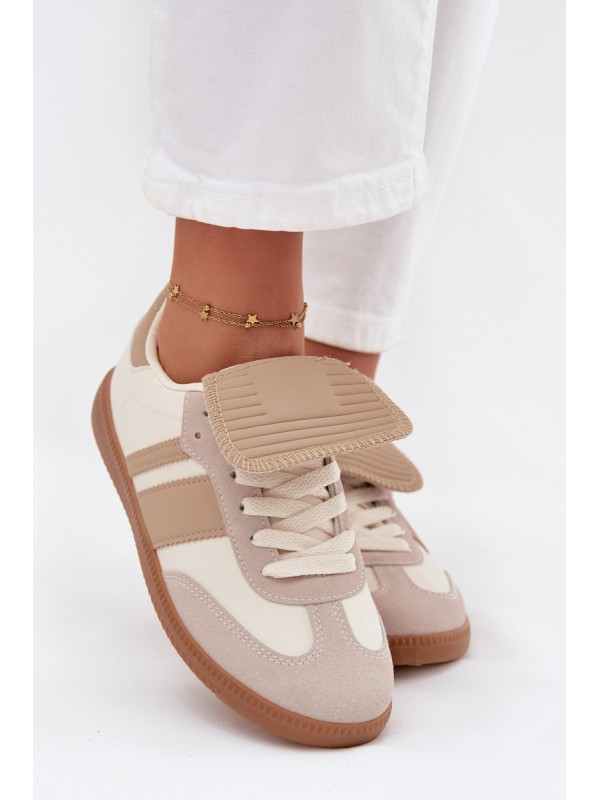 Low Women's Sneakers With Turned Tongue Beige Ardira