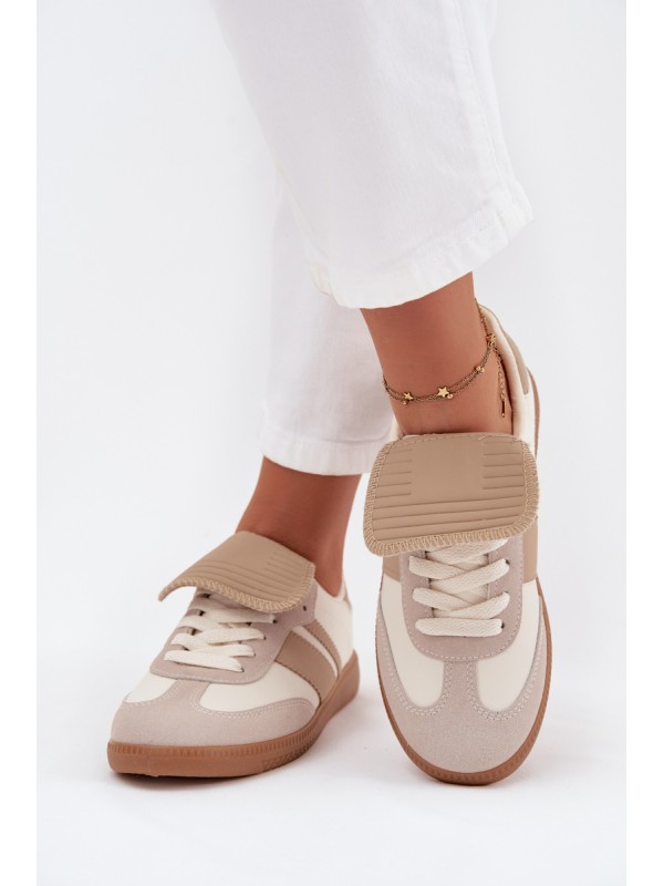 Low Women's Sneakers With Turned Tongue Beige Ardira