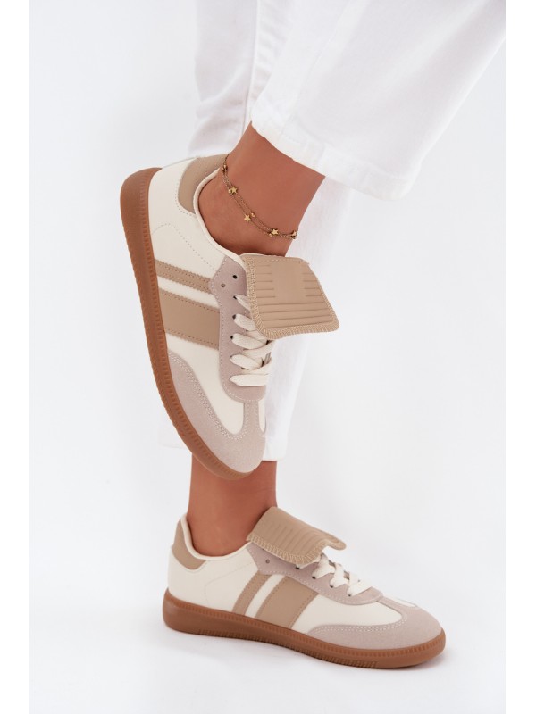Low Women's Sneakers With Turned Tongue Beige Ardira
