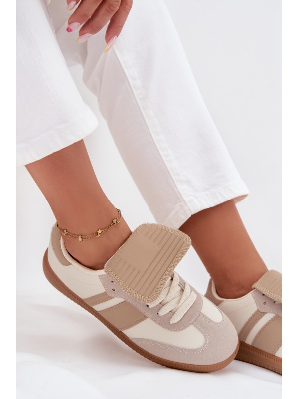 Low Women's Sneakers With Turned Tongue Beige Ardira