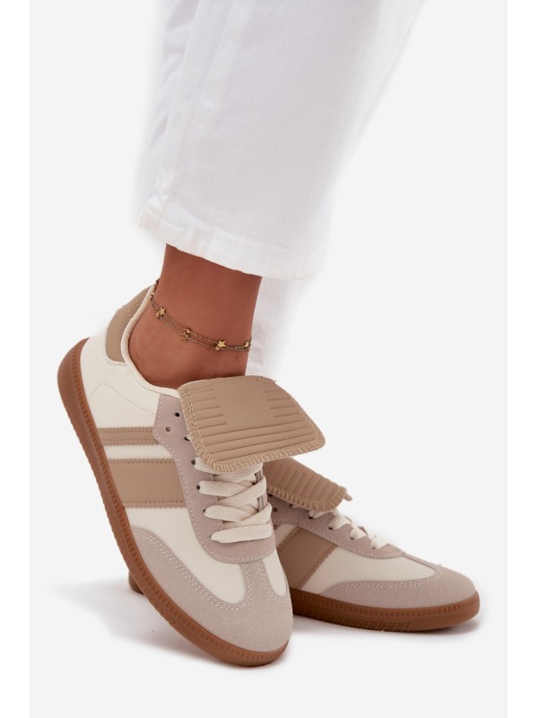 Low Women's Sneakers With Turned Tongue Beige Ardira