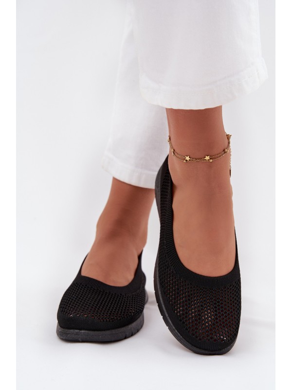 Ladies Mesh Ballerinas In Sporty Style Black Virella