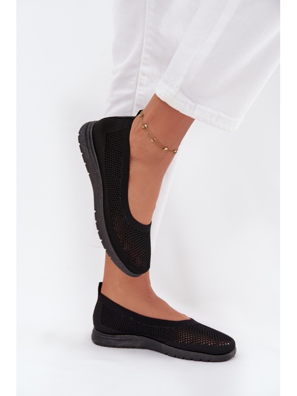 Ladies Mesh Ballerinas In Sporty Style Black Virella